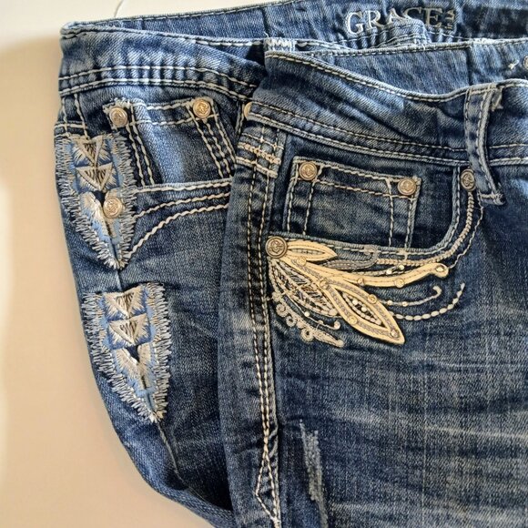 Grace in L.A. Distressed Jeans Set of 2 GUC Size 28 x 32 - Picture 9 of 12